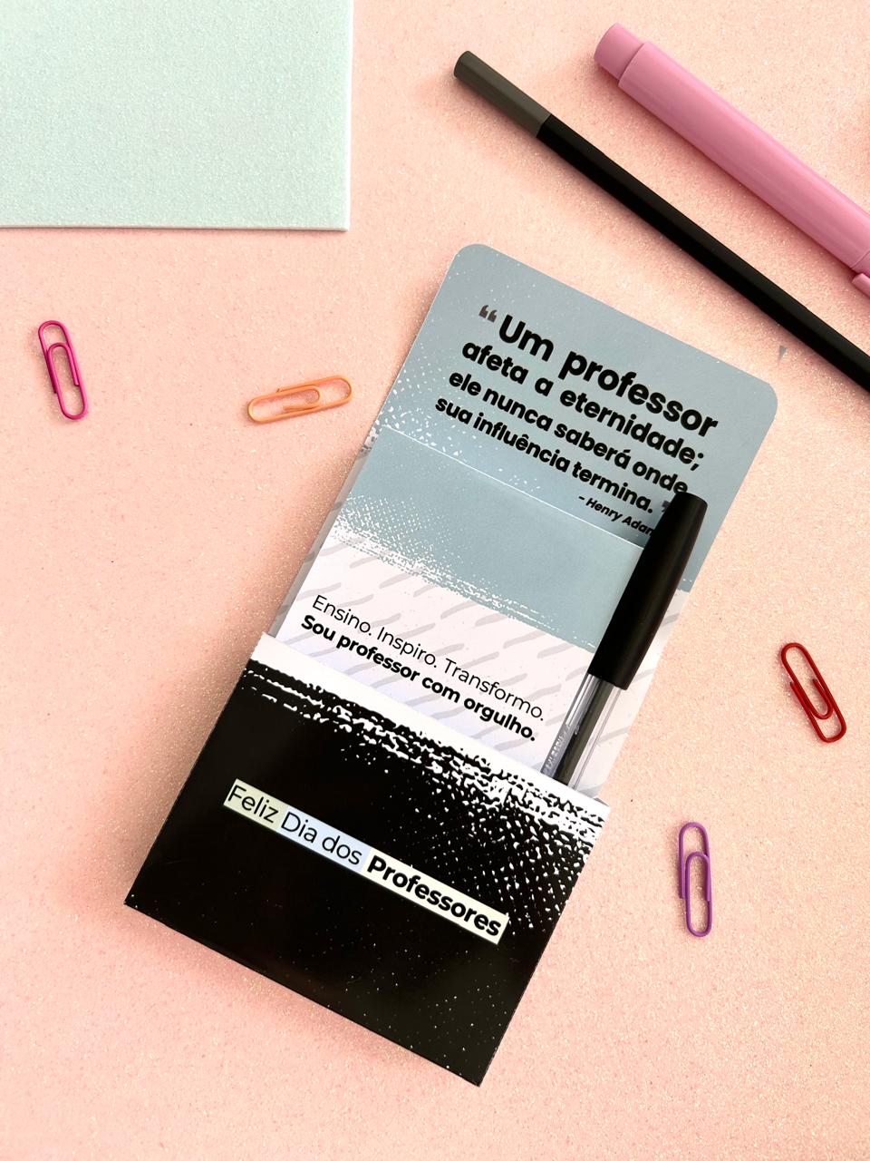Porta Bloco de Notas e Caneta - Dia dos Professores