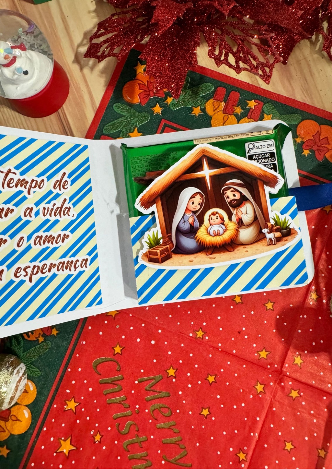 Lembrança com Chocolate Talento Personalizado Natal