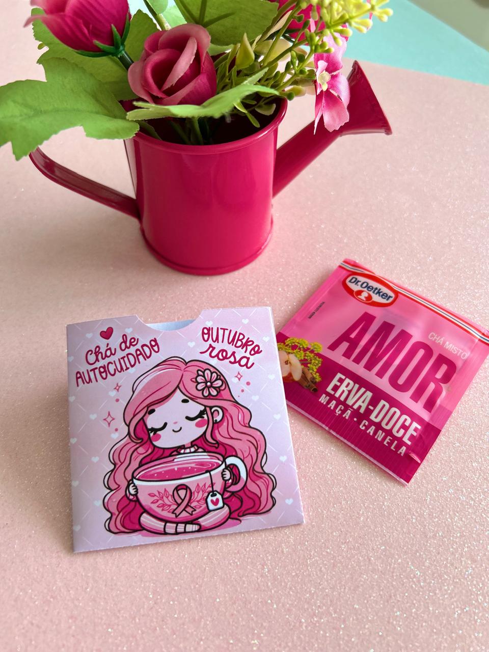 Porta Chá Outubro Rosa 