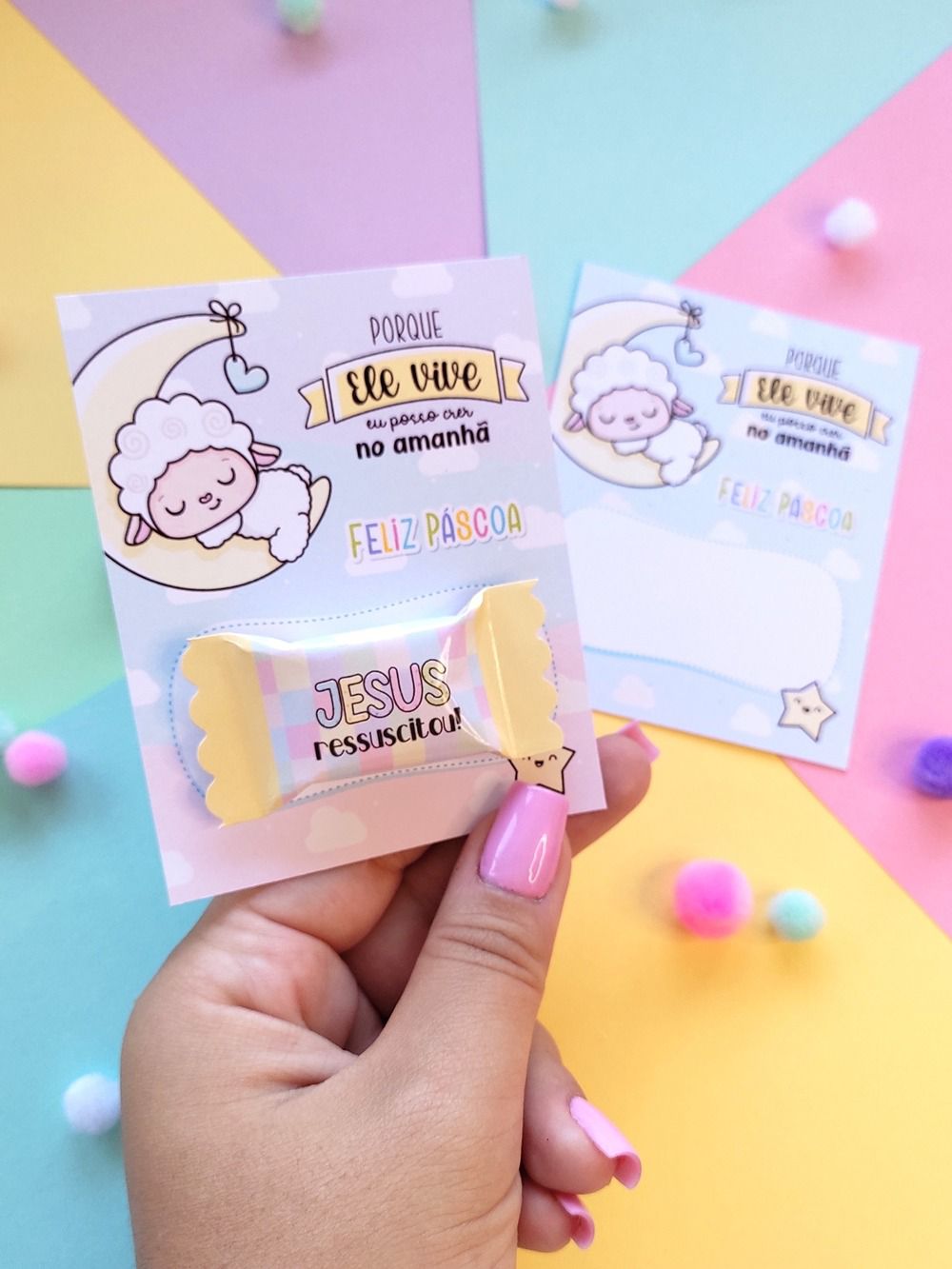 Card personalizado com bala - Páscoa