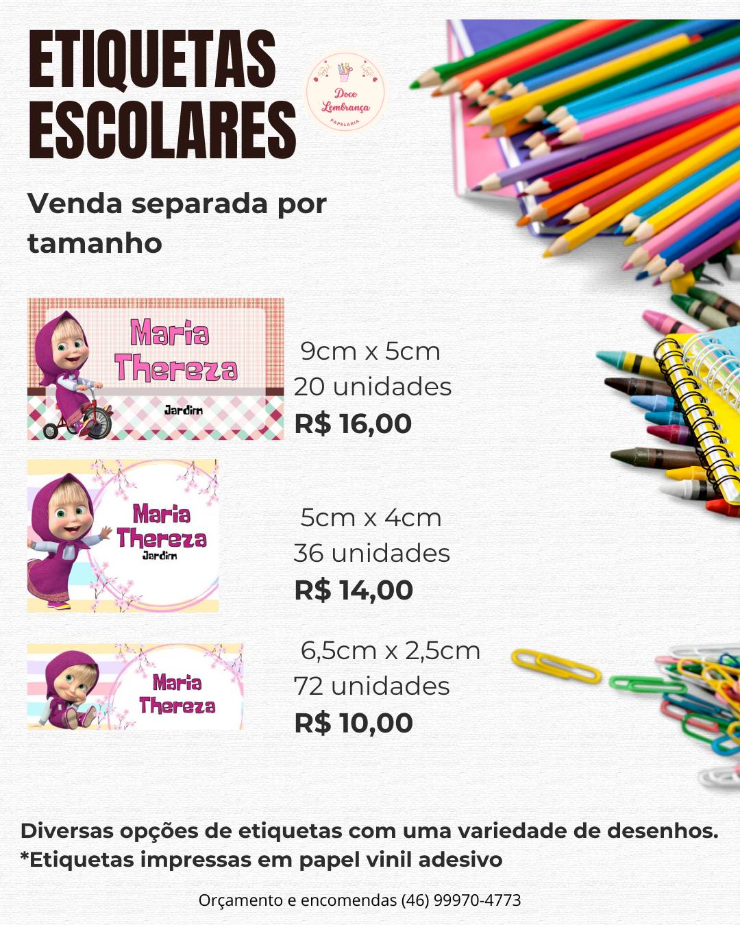 Etiquetas Personalizadas para Volta às Aulas